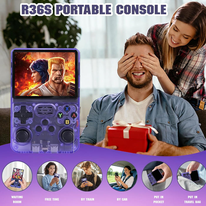R36S Retro Handheld Console with 3.5" IPS Screen and 128GB of Games - Battery Mate