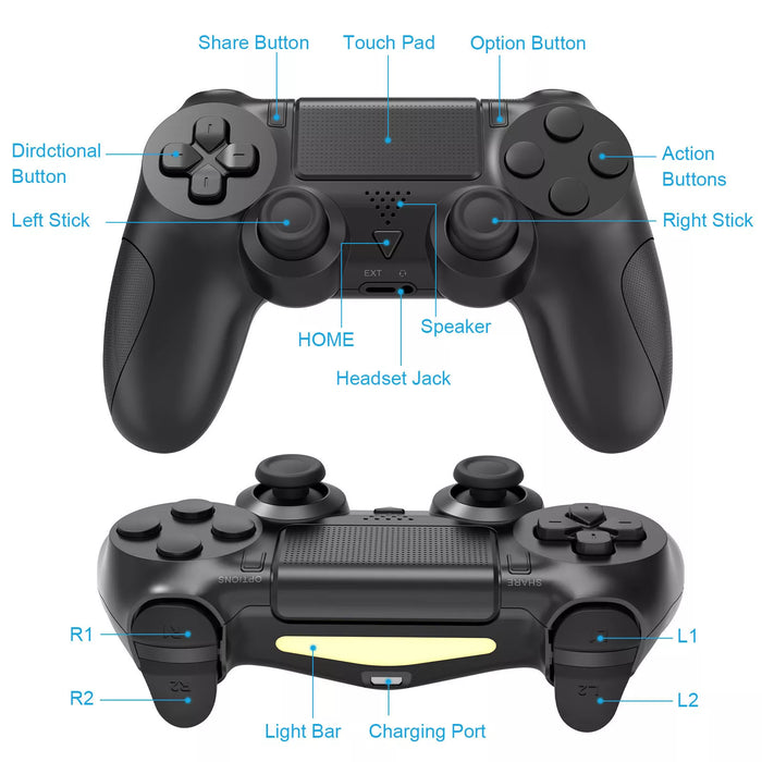 Wireless Controller Compatible For Playstation 4 PS4 Controller - BLACK