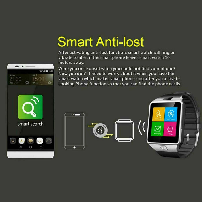 Tavice TZ1 Bluetooth Smart Watch with Touchscreen | Camera, Pedometer, Sleep Monitor, Notifications & Multi-Language Support
