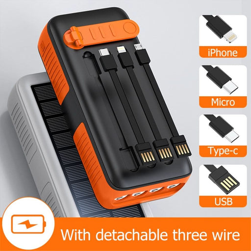 Solar Charger Power Bank 63200mAh, Portable with Dual Outputs, Flashlight, Hand Crank Camping Survival Gear - Battery Mate