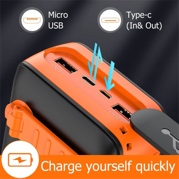 Solar Charger Power Bank 63200mAh, Portable with Dual Outputs, Flashlight, Hand Crank Camping Survival Gear - Battery Mate