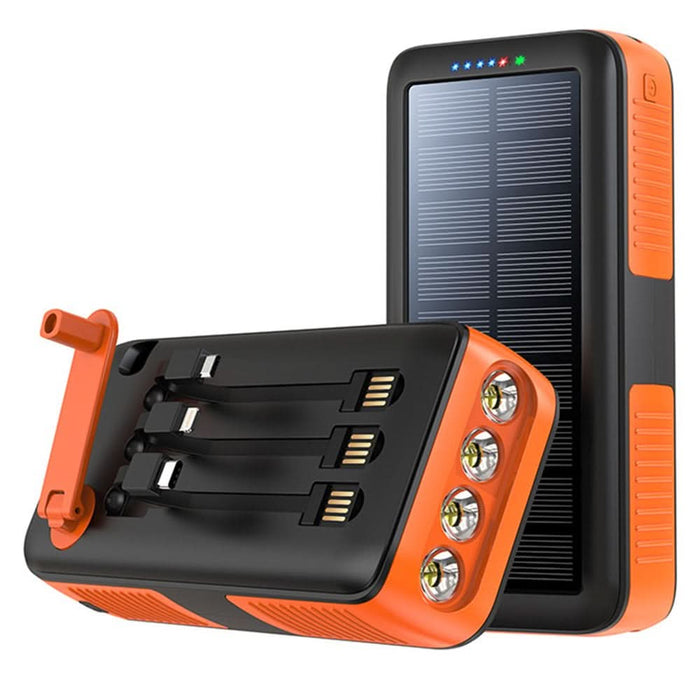 Solar Charger Power Bank 63200mAh, Portable with Dual Outputs, Flashlight, Hand Crank Camping Survival Gear - Battery Mate