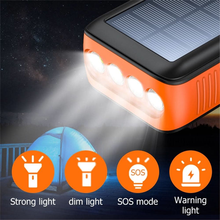 Solar Charger Power Bank 63200mAh, Portable with Dual Outputs, Flashlight, Hand Crank Camping Survival Gear - Battery Mate