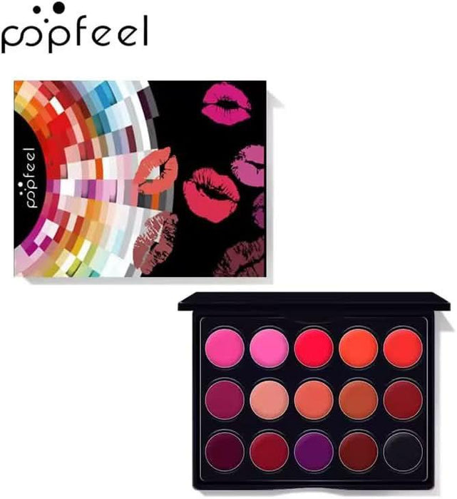 TAVICE 15 - Color Lip Gloss Palette Makeup Set with Lipstick and Vanity Case, Ideal for Professional and Personal Use - Battery Mate