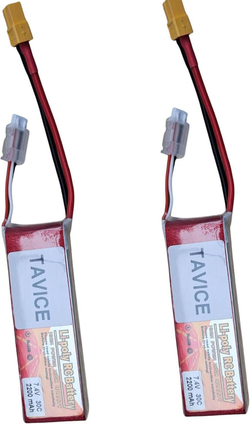 TAVICE 2 Pack 2S LiPo Battery 7.4V 2200mAh 30C Compatible with RC Cars, Trucks, Airplanes & Boats - Battery Mate