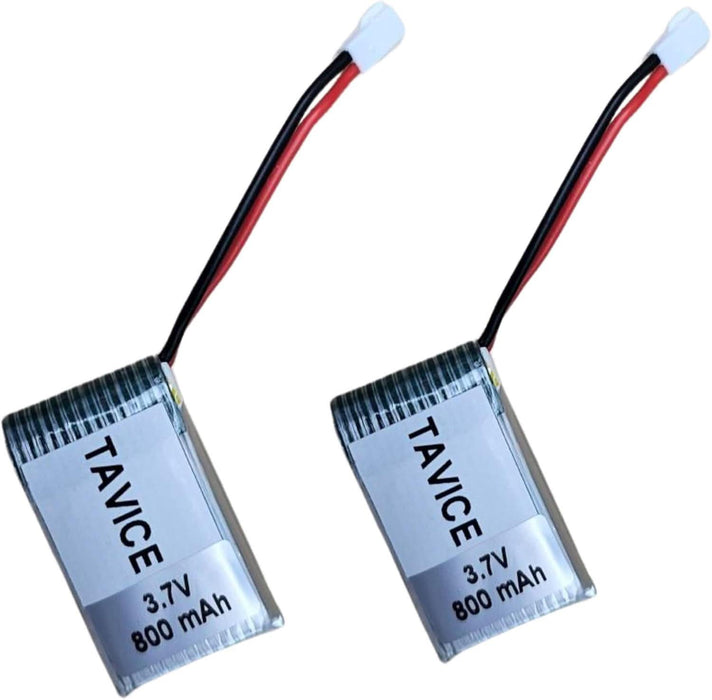 TAVICE 2 Pack 3.7V 800mAh LiPo Battery Pack Compatible with RC Airplanes & Drones (1/2/3 PCS Options) - Battery Mate