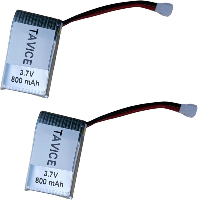TAVICE 2 Pack 3.7V 800mAh LiPo Battery Pack Compatible with RC Airplanes & Drones (1/2/3 PCS Options) - Battery Mate