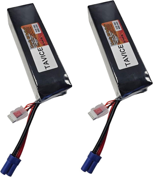 TAVICE 2 Pack 4S LiPo Battery 14.8V 9000mAh 130C with EC5 Connector Compatible with RC Car, Airplane, Jet & Helicopter - Battery Mate