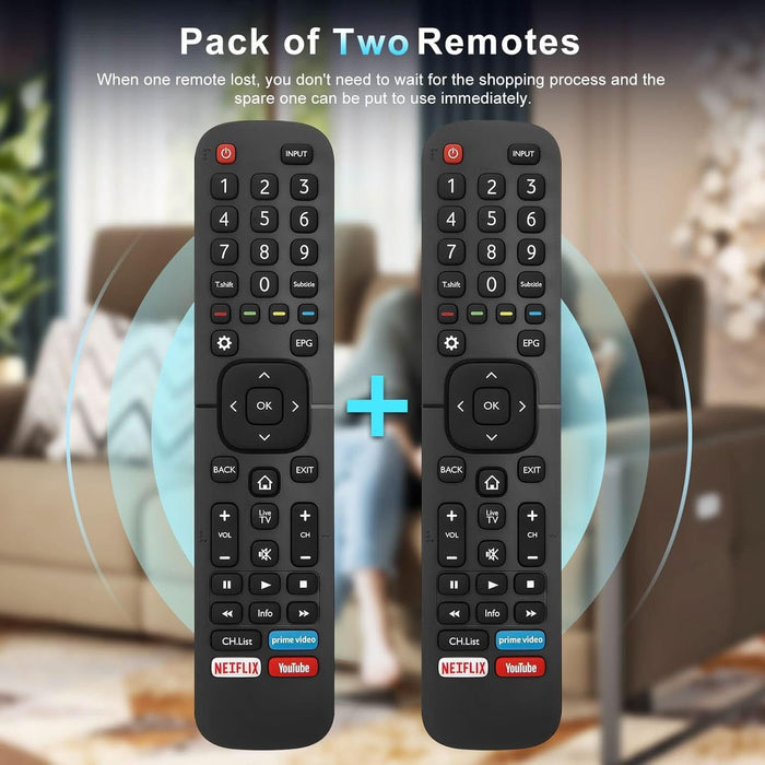 TAVICE 2 PACK EN2BS27H Replacement Remote Control – Compatible with Hisense TVs (Many 4K &amp; UHD Models) - Battery Mate