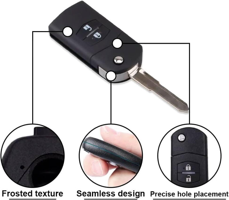 TAVICE 2 PACK Mazda 2 Button Remote Flip Key Shell Mazda 3 5 6 RX7 RX8 BT50 - With Logo - Battery Mate