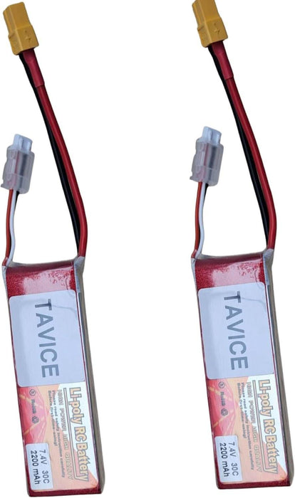 TAVICE 2S LiPo Battery 7.4V 2200mAh 30C Compatible with RC Cars, Trucks, Airplanes & Boats - Battery Mate