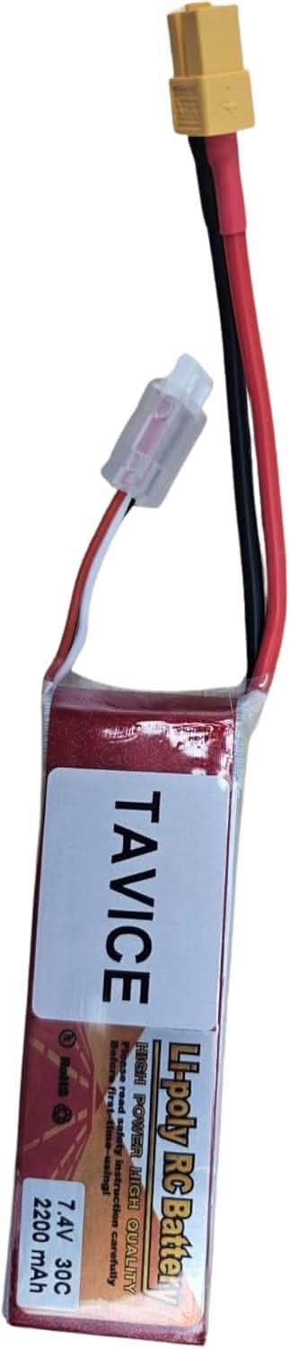TAVICE 2S LiPo Battery 7.4V 2200mAh 30C Compatible with RC Cars, Trucks, Airplanes & Boats - Battery Mate