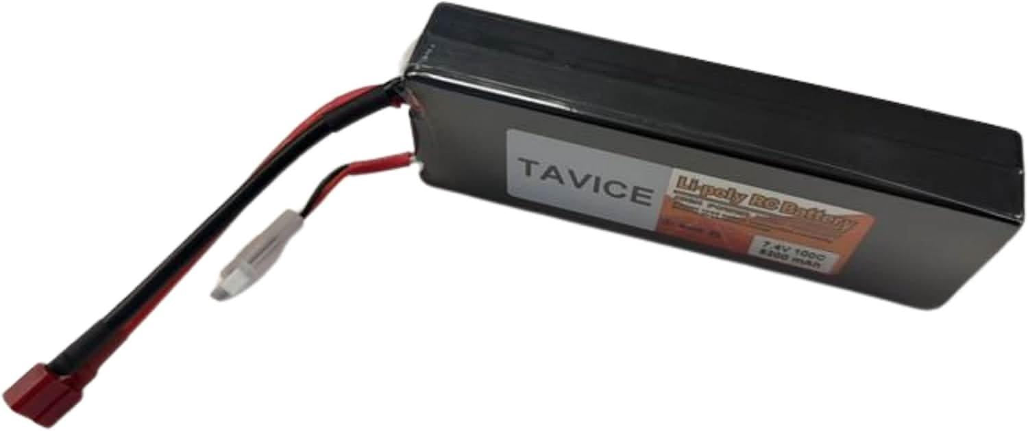 TAVICE 2S LiPo Battery 7.4V 5200mAh 100C Hard Case with T Connector Compatible with 1/8 & 1/10 RC Cars, Trucks & Vehicles - Battery Mate