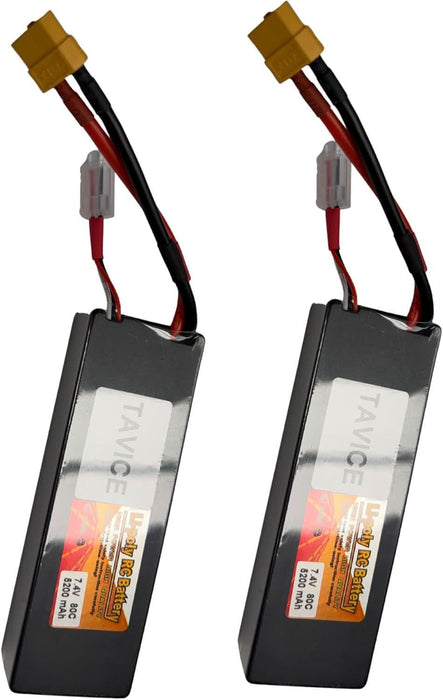 TAVICE 2S LiPo Battery 7.4V 5200mAh 80C Hard Case with T Connector Compatible with RC Cars, Trucks & Vehicles - Battery Mate