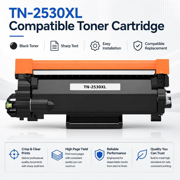 TAVICE 2X TN2530XL Toner Compatible with Brother MFC-L2800DW DCP-L2640DW HL-L2460DW - Battery Mate