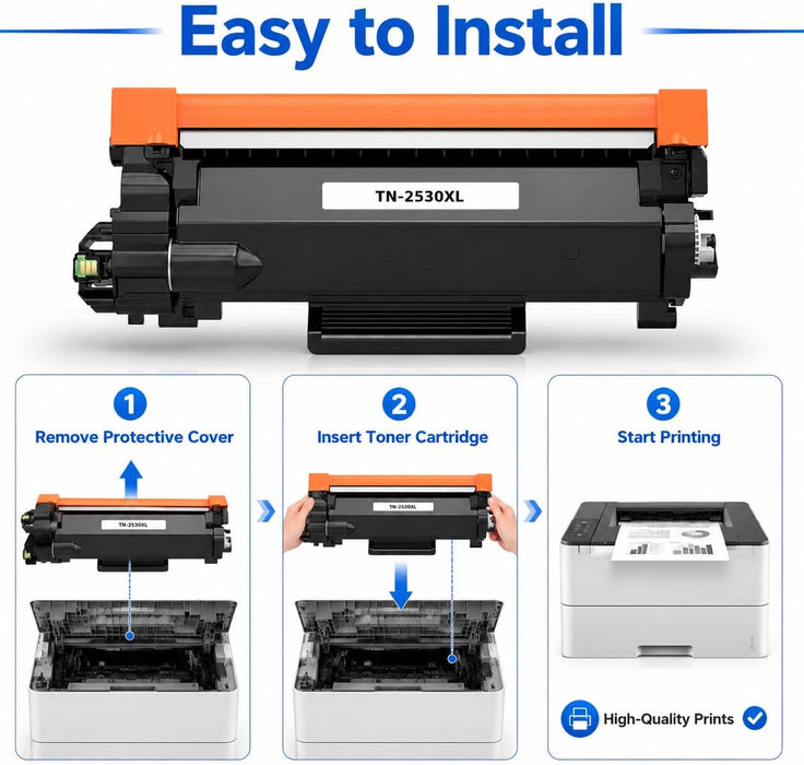 TAVICE 2X TN2530XL Toner Compatible with Brother MFC-L2800DW DCP-L2640DW HL-L2460DW - Battery Mate