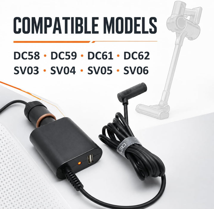 TAVICE 35W Car Charger Power Adapter Compatible with Dyson DC58 DC59 DC61 DC62 SV03 SV04 SV05 SV06 Vacuum Cleaners 12V/24V - Battery Mate