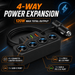 TAVICE 4-Way Car Cigarette Lighter Socket Splitter 12V/24V Power Adapter with USB Charging Ports - Battery Mate