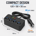 TAVICE 4-Way Car Cigarette Lighter Socket Splitter 12V/24V Power Adapter with USB Charging Ports - Battery Mate