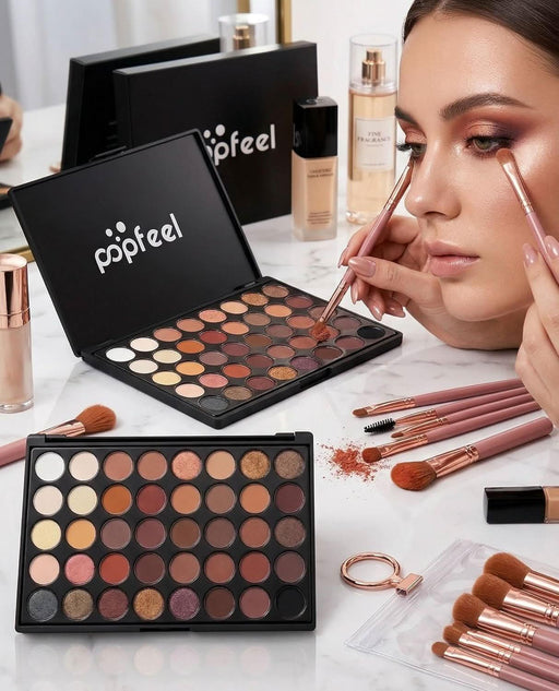 TAVICE 40 - Color Eyeshadow Palette with 8 - Piece Makeup Brush Set Earth Tone Cosmetic Collection - Battery Mate