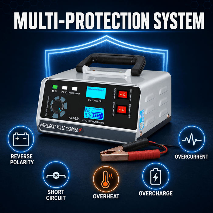 TAVICE 400W 40A 12V/24V Smart Car Battery Charger with Pulse Repair, Trickle Charging for Car Boat, AU Plug - Battery Mate