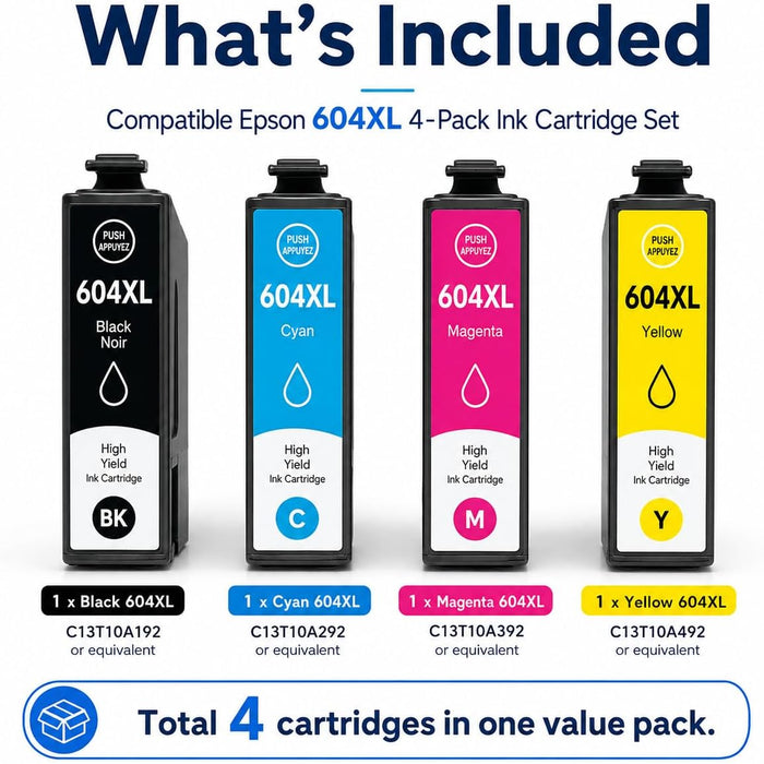 TAVICE 4PK 604XL Ink Cartridges Compatible with Epson XP-2200 XP-3200 XP-4200 WF-2910 WF-2930 - Battery Mate