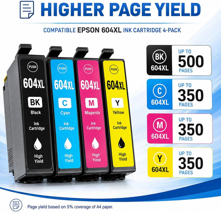 TAVICE 4PK 604XL Ink Cartridges Compatible with Epson XP-2200 XP-3200 XP-4200 WF-2910 WF-2930 - Battery Mate