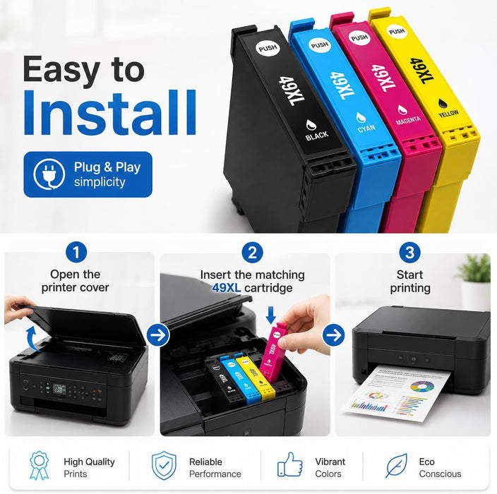 TAVICE 4X 49XL Ink Cartridges Compatible with Epson XP-2205 XP-4205 XP2205 XP4205 - Battery Mate