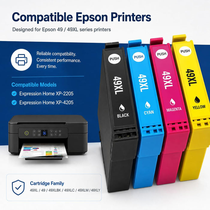 TAVICE 4X 49XL Ink Cartridges Compatible with Epson XP-2205 XP-4205 XP2205 XP4205 - Battery Mate