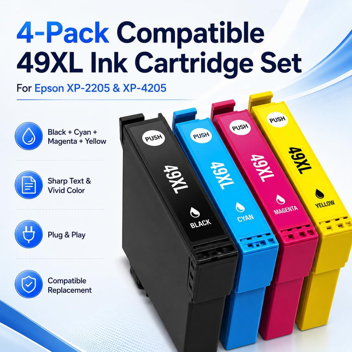 TAVICE 4X 49XL Ink Cartridges Compatible with Epson XP-2205 XP-4205 XP2205 XP4205 - Battery Mate