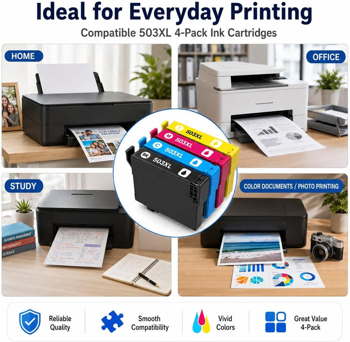 TAVICE 4X 503XL Ink Cartridges Compatible with Epson XP-5200 WF-2960 XP5200 WF2960 - Battery Mate