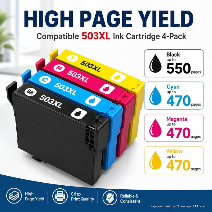 TAVICE 4X 503XL Ink Cartridges Compatible with Epson XP-5200 WF-2960 XP5200 WF2960 - Battery Mate