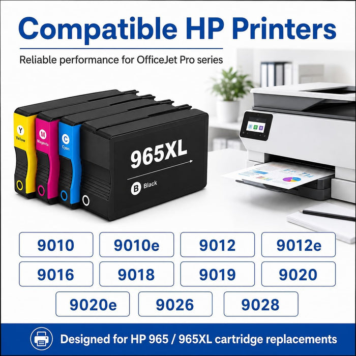 TAVICE 4X 965XL Ink Cartridges Compatible with HP OfficeJet Pro 9010e 9012e 9016 9020e 9026 9028 - Battery Mate