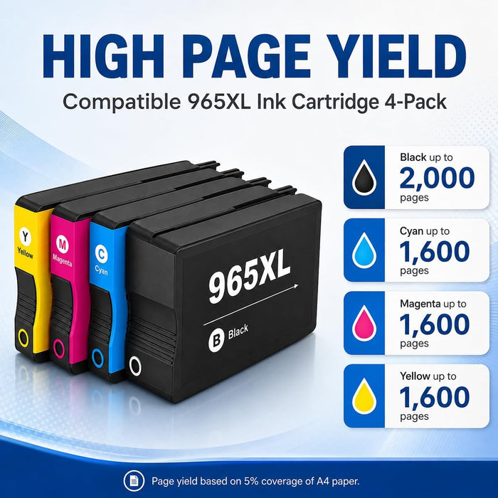 TAVICE 4X 965XL Ink Cartridges Compatible with HP OfficeJet Pro 9010e 9012e 9016 9020e 9026 9028 - Battery Mate