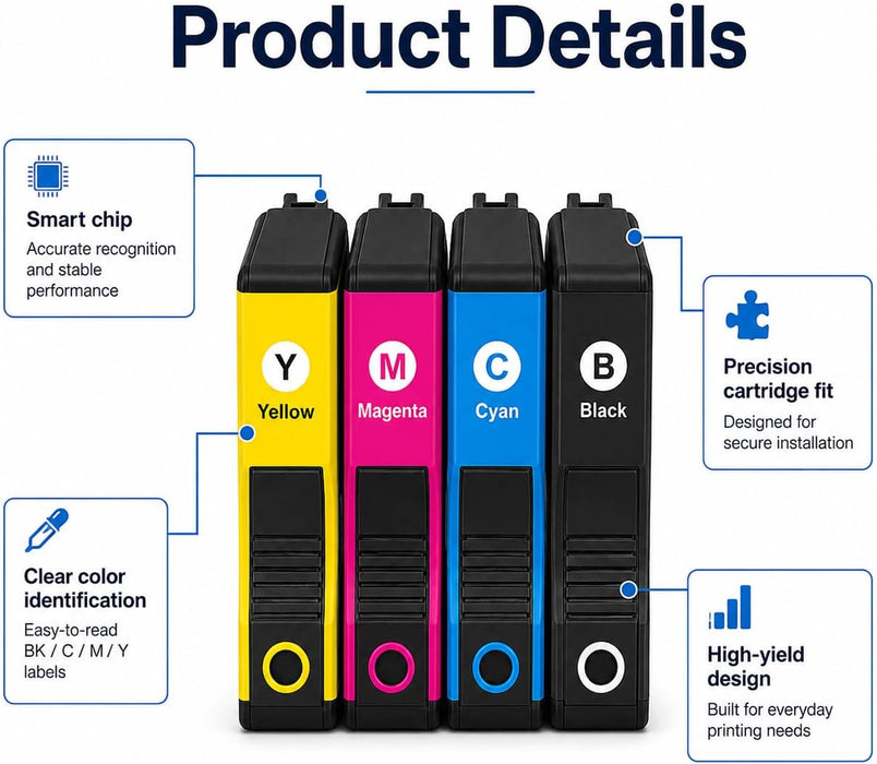 TAVICE 4X 965XL Ink Cartridges Compatible with HP OfficeJet Pro 9010e 9012e 9016 9020e 9026 9028 - Battery Mate