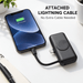 TAVICE 5000mAh Mini Power Bank with Built-in USB-C Connector & Lightning Cable, Portable Fast Charger with Fold-Out Phone Stand, USB-C Input and Cable Lanyard – Black - Battery Mate