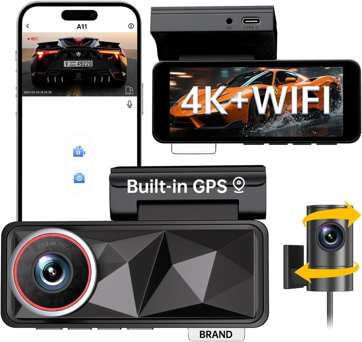 TAVICE 6 - Lens 4G Dash Cam 4K Front & 2K Rear Camera, Sony STARVIS IMX335 & IMX307, Video Recorder for Car - Battery Mate