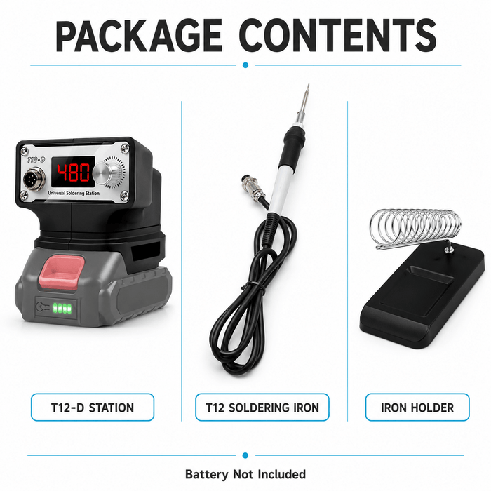 TAVICE 70W Cordless Soldering Iron Compatible with Milwaukee Makita DeWalt 18V Batteries, 150-480C Digital Temperature Control - Battery Mate