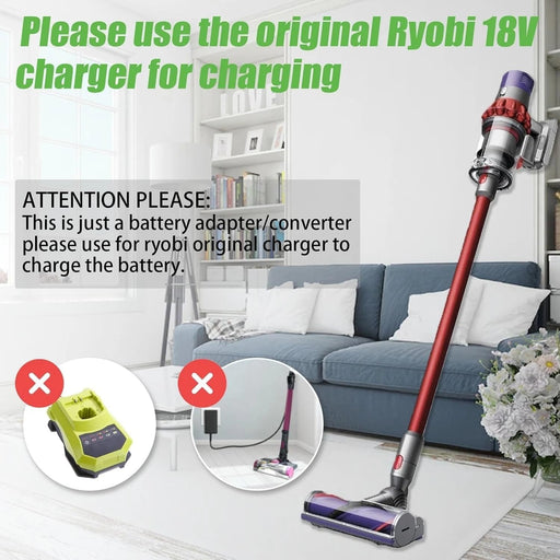 TAVICE Battery Adapter Compatible with Ryobi 18V Battery to Dyson V10 Vacuum Battery Converter - Battery Mate