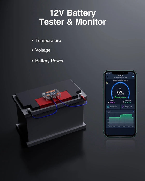 TAVICE Bluetooth 4.0 12V Car Battery Monitor BM6 Wireless Battery Health Tester with App - Battery Mate