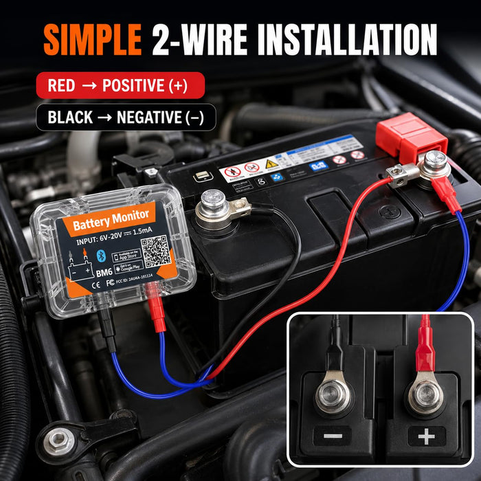 TAVICE Bluetooth 4.0 12V Car Battery Monitor BM6 Wireless Battery Health Tester with App - Battery Mate