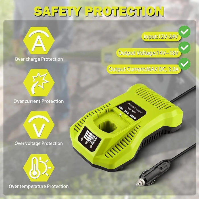 TAVICE Car Charger Compatible with Ryobi ONE+ 12V-18V P102 P105 P108 Li-Ion NiCd NiMH Batteries - Battery Mate