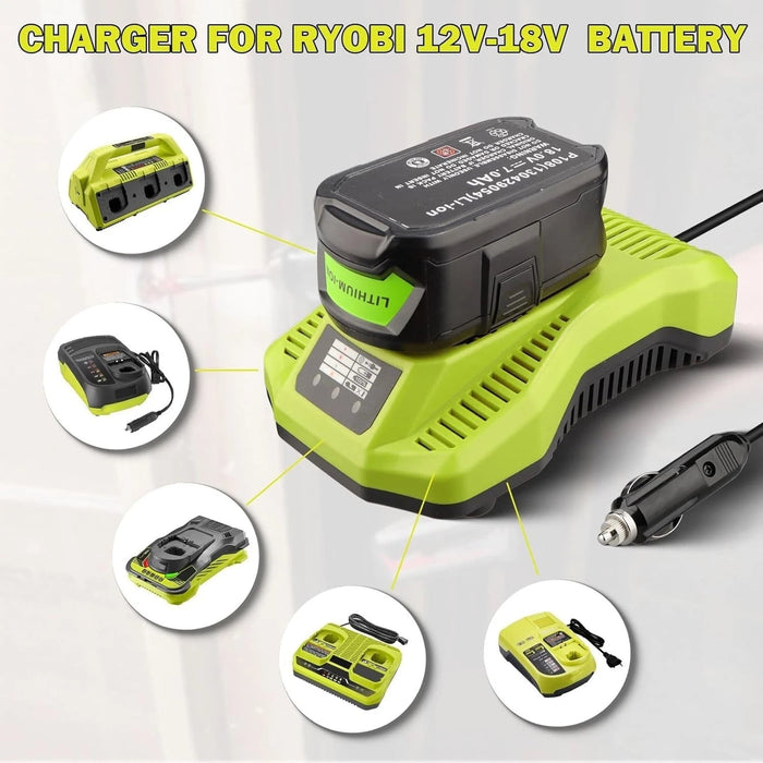 TAVICE Car Charger Compatible with Ryobi ONE+ 12V-18V P102 P105 P108 Li-Ion NiCd NiMH Batteries - Battery Mate