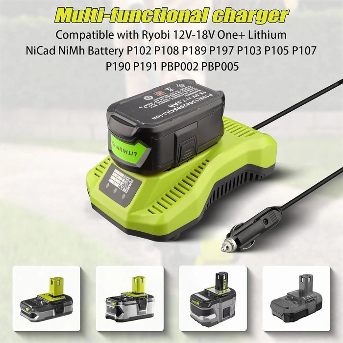 TAVICE Car Charger Compatible with Ryobi ONE+ 12V-18V P102 P105 P108 Li-Ion NiCd NiMH Batteries - Battery Mate