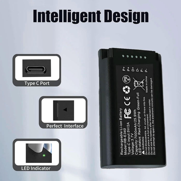 TAVICE E340 Replacement Battery Compatible with eufy Security Video Doorbell E340 7000mAh Rechargeable Battery with USB - C Port - Battery Mate