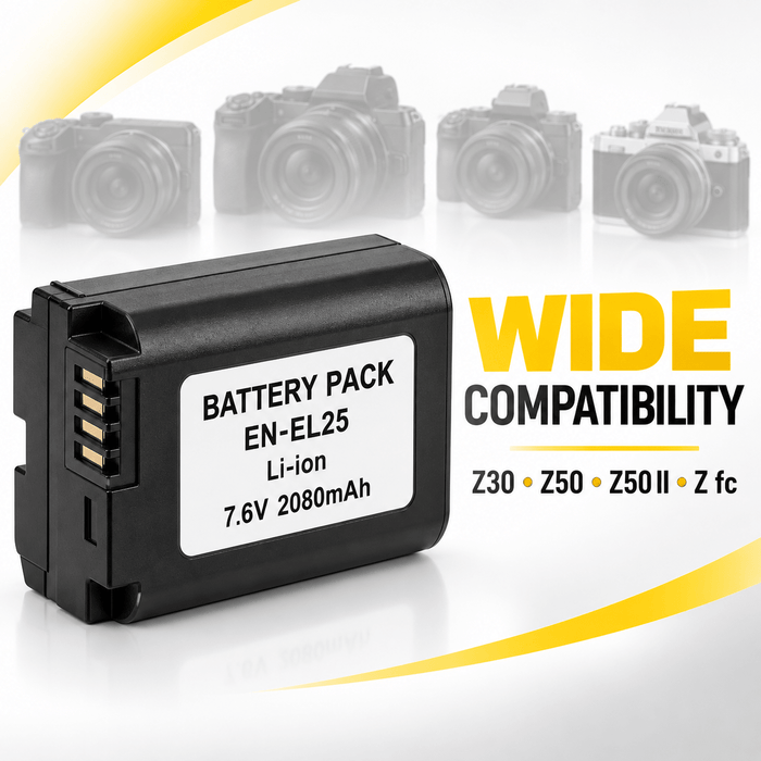 TAVICE EN-EL25 EN-EL25a Battery Compatible with Nikon Z30 Z50 Z50 II Z fc Cameras - Battery Mate
