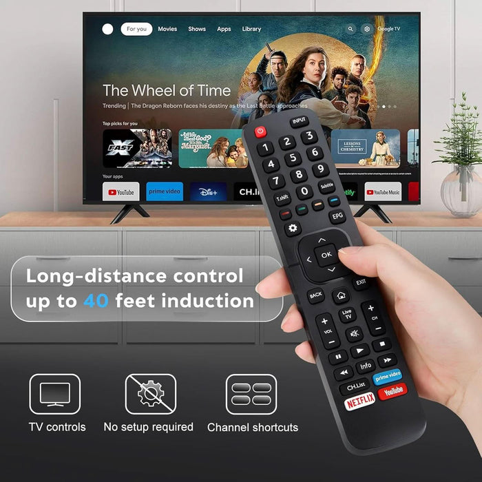 TAVICE EN2BS27H Remote Control Replacement for Hisense TV 50R5 55R5 58R5 65R5 65Q8 50S8 43R6 50R6 55R6 65R6 32S4 40S4 49S4 43S8 50S8 55S8 65S8 75S8 85S8 100S8 - Battery Mate