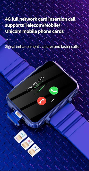 Tavice Helio Smart Watch with Sim Card, 2.4" Screen, GPS, Dual Camera, WiFi, Pedometer, 4G, Google Play Store - Battery Mate