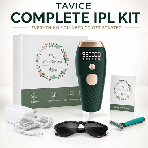 TAVICE IPL Hair Removal Device for Women and Men, 990,000 Flashes, At-Home Intense Pulsed Light Hair Remover for Face, Arms, Legs, Underarms, Bikini Line and Body - Battery Mate