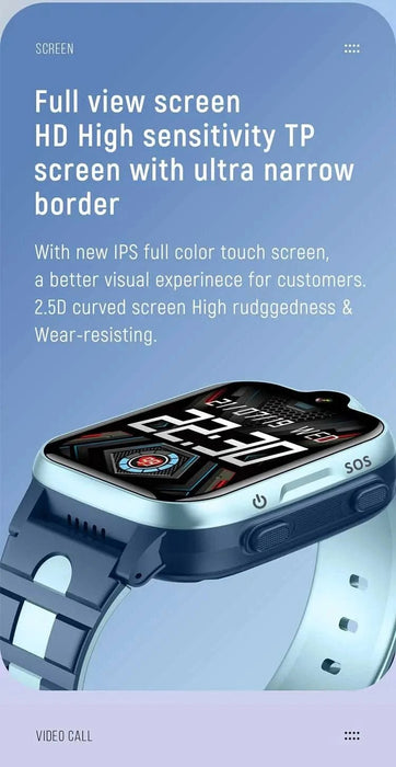Tavice Kids 4G Smartwatch - Waterproof with GPS Tracker, SIM, Voice & Video Call, Camera, SOS Emergency Call & Educational Games (BLUE) - Battery Mate
